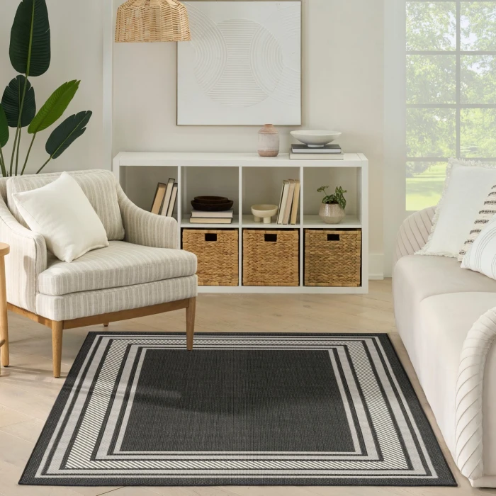 Nourison Horizon Indoor/Outdoor Black HOZ03 6 ft. X 9 ft. Rect. Rug