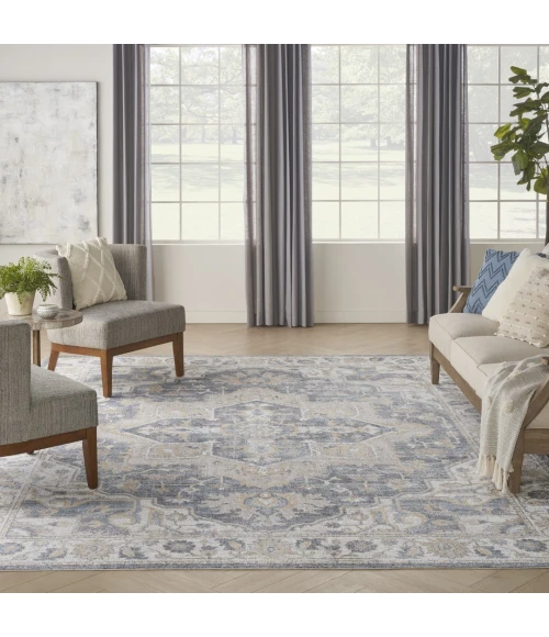 Nourison Astra Machine Washable Grey Blue ASW12 10ft. x 14ft. Rect. Rug