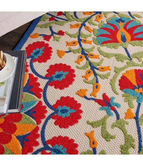 Nourison Aloha Area Rug ALH20 Red/Multicolor 5'3" x 7'5"