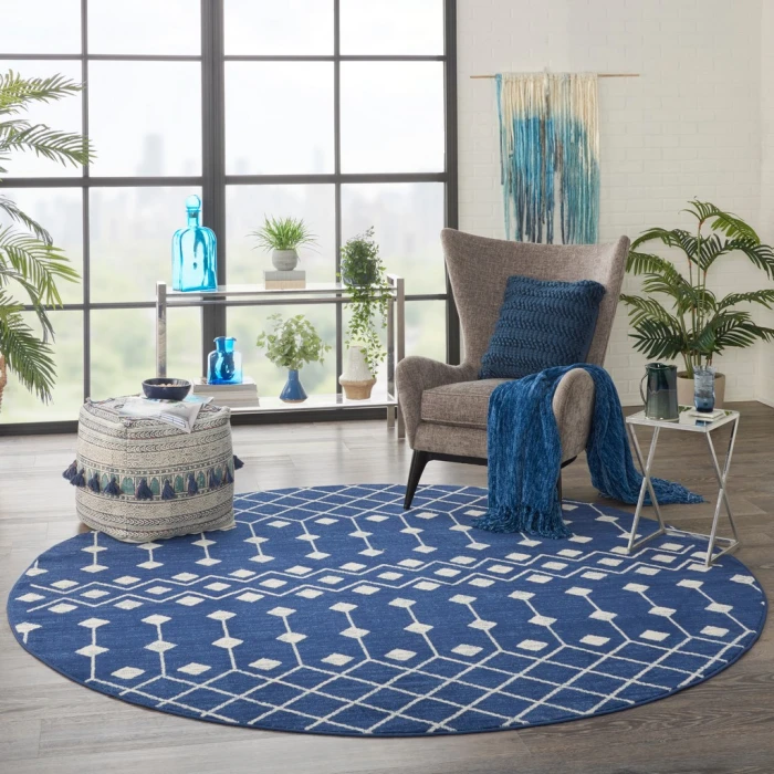Nourison Grafix Round Area Rug GRF37-Navy