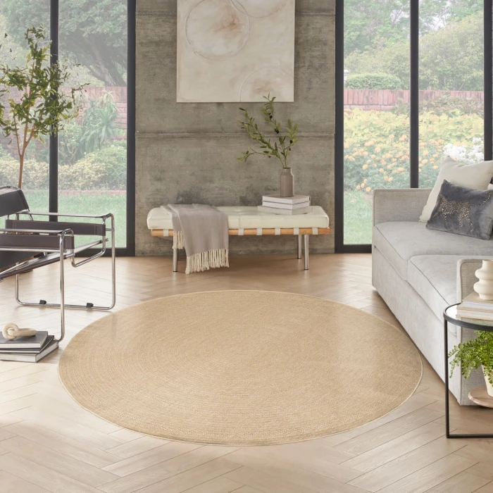 Nourison Tulum Taupe Ivory TLM04 8 ft. X Round Rug