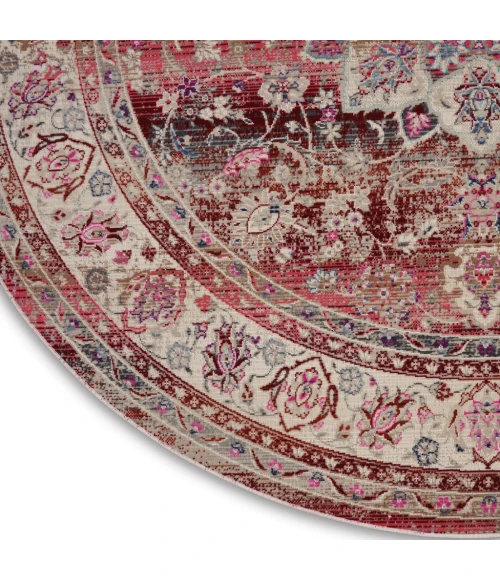 Nourison Vintage Kashan Round Area Rug VKA01-Red