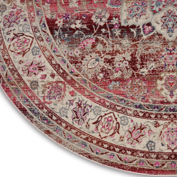 Nourison Vintage Kashan Round Area Rug VKA01-Red