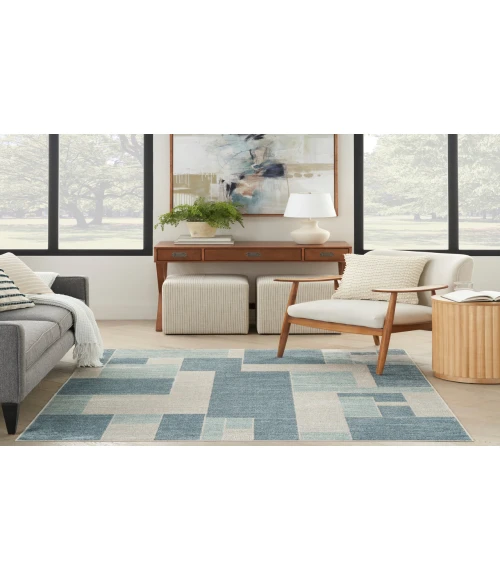 Nourison Astra Machine Washable Blue Ivory ASW09 4 ft. X 6 ft. Rectangle Rug