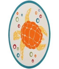 Nourison Home Aloha ALH27 Teal Multicolor 5 ft. 3 in. Round Area Rug
