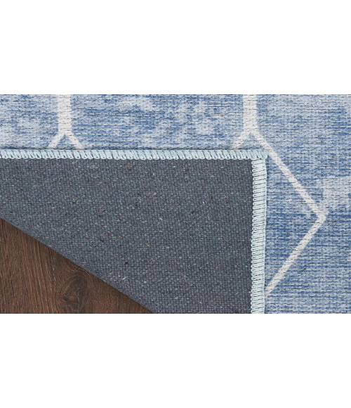Nicole Curtis Machine Washable Series 1 Blue SR107 6 ft. X 9 ft. Rectangle Rug