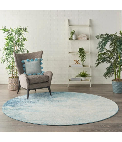 Nourison Passion Round Area Rug PSN10-Navy/Light Blue
