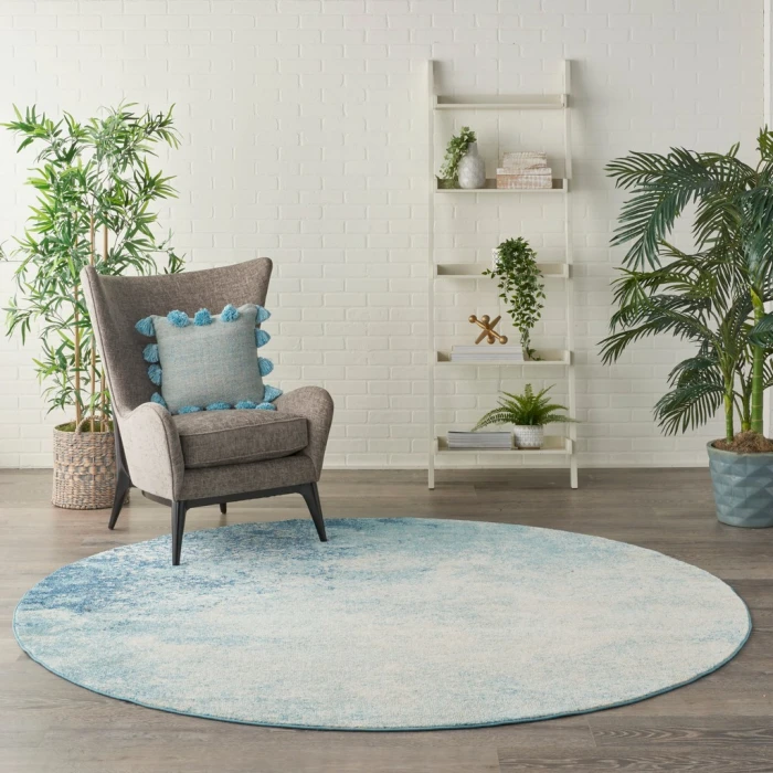 Nourison Passion Round Area Rug PSN10-Navy/Light Blue