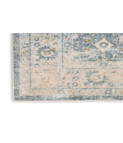 Nourison Astra Machine Washable Teal Beige ASW16 4 ft. X 6 ft. Rectangle Rug