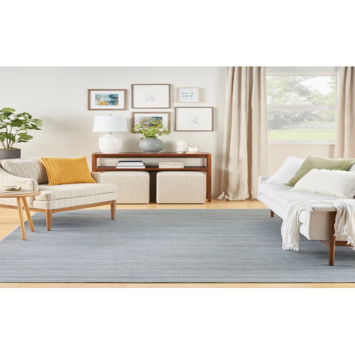 Nourison Washable Essentials Aqua WAE01 6 ft. X 9 ft. Rectangle Rug