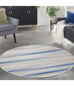 Nourison Home Whimsicle WHS12 Ivory Multicolor 5 ft. Round Area Rug