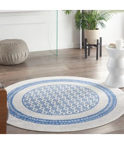 Nourison Home Whimsicle WHS13 Ivory Blue 5 ft. Round Area Rug
