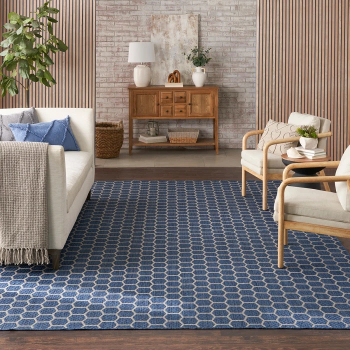 Nourison Twist Reversible Blue TWS01 8 ft. X 10 ft. Rect. Rug