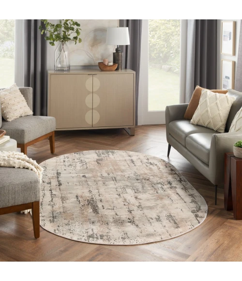 Nourison Quarry Beige Grey QUA01 6 ft. X 9 ft. Oval Rug