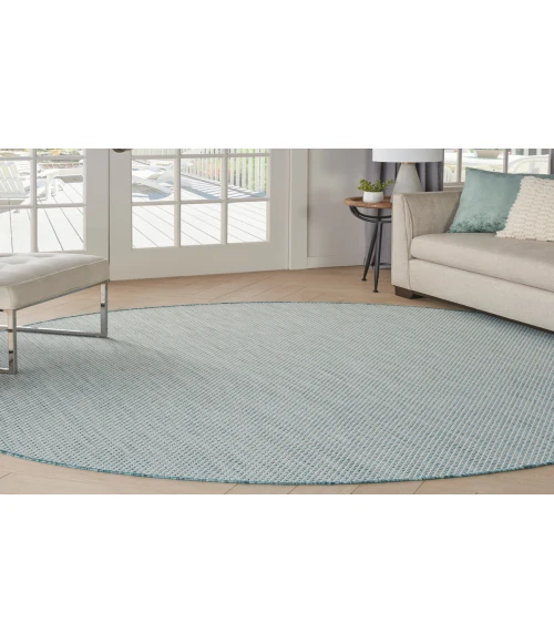 Nourison Courtyard Ivory Aqua COU01 8 ft. Round Rug