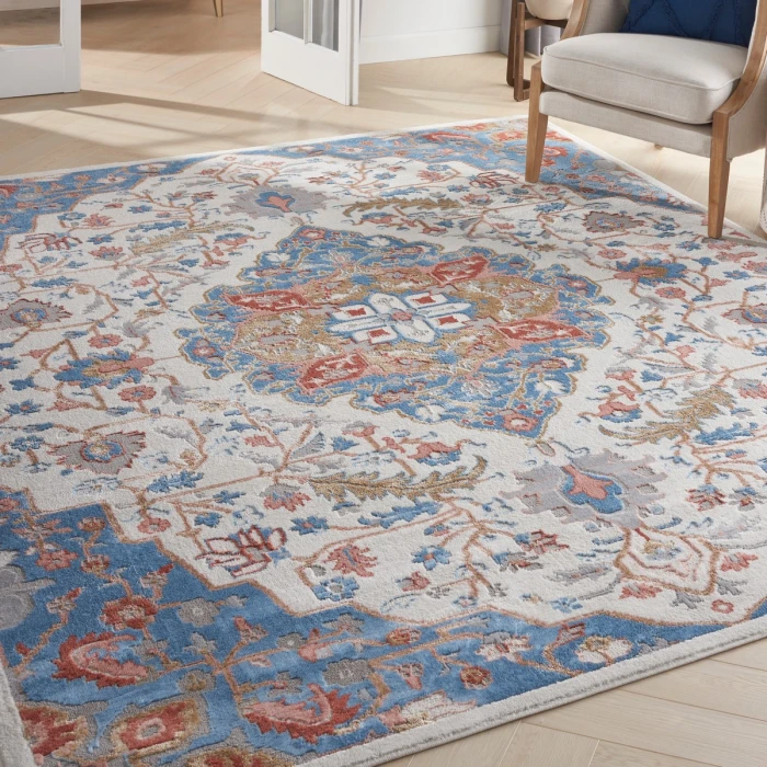 Nourison Elation Area Rug ETN09 Ivory Blue 7'10" x 9'10"