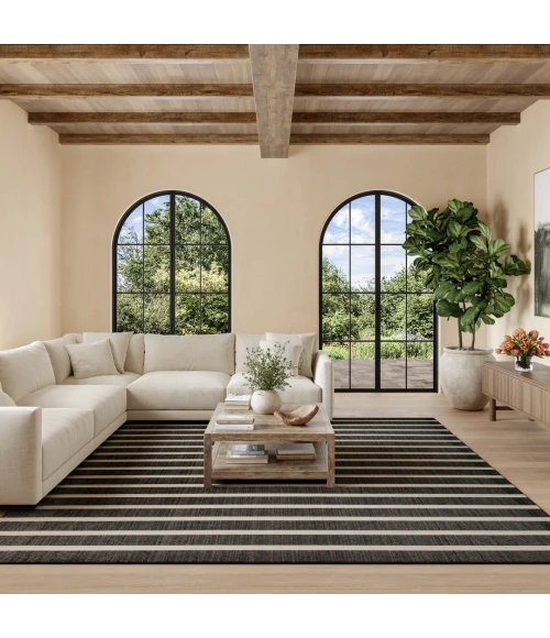 Nourison Positano Black Ivory POS03 10ft. Square Rug