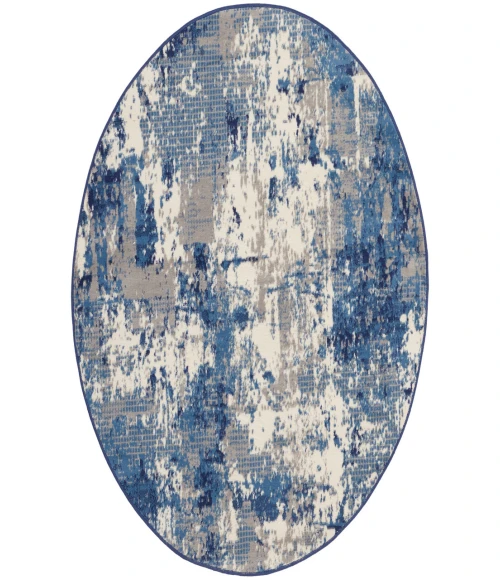 Nourison Grafix Navy Blue GRF38 5 ft. 3 in. Round Rug