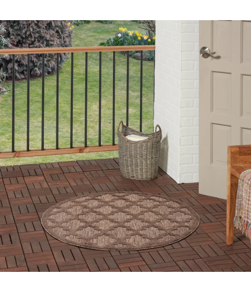 Nourison Home Easy Care Brown NES01 4 ft. Round Rug