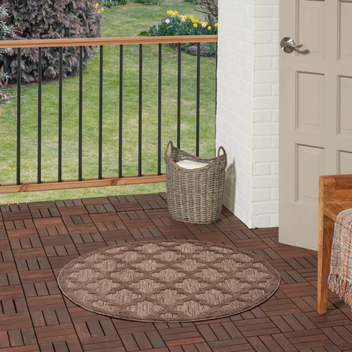 Nourison Home Easy Care Brown NES01 4 ft. Round Rug