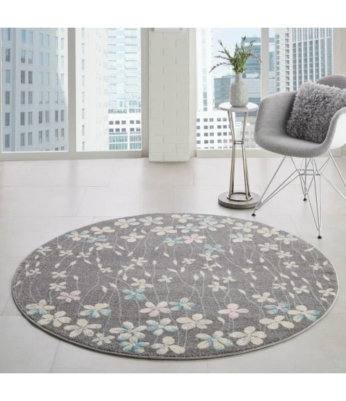 Nourison Tranquil Round Area Rug TRA04-Grey/Beige