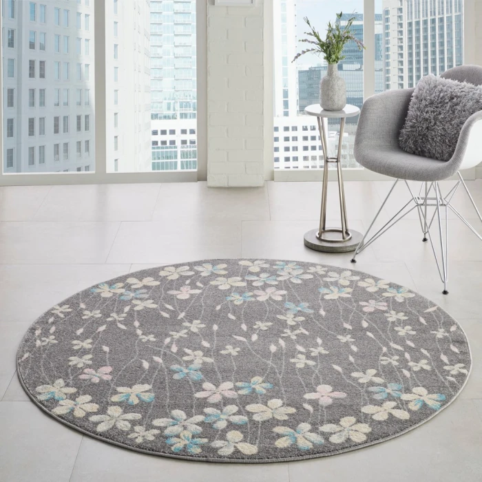 Nourison Tranquil Round Area Rug TRA04-Grey/Beige