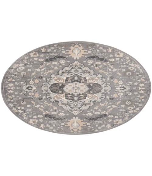 Nourison Elation Grey ETN09 5 ft. 3 in. Round Rug