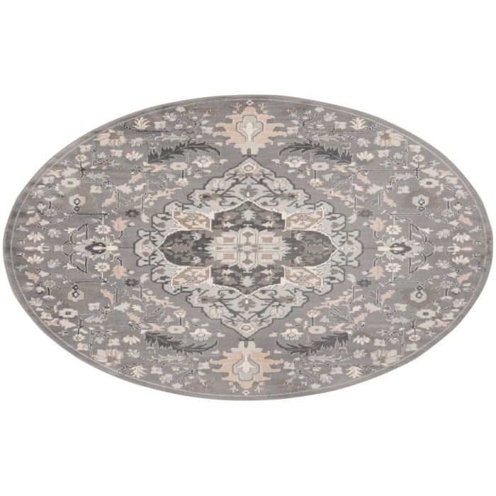 Nourison Elation Grey ETN09 5 ft. 3 in. Round Rug