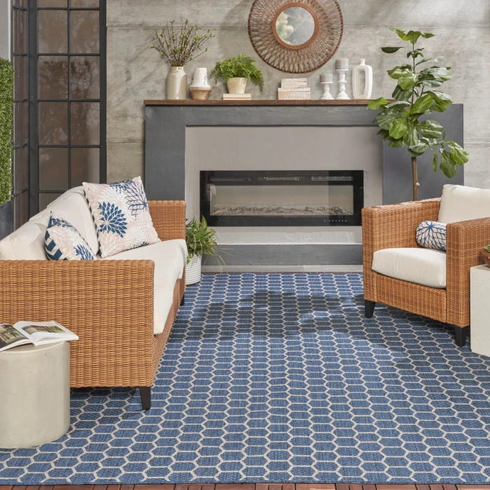 Nourison Twist Reversible Blue TWS01 8 ft. X 10 ft. Rect. Rug