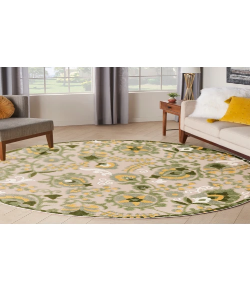 Nourison Aloha Ivory Green ALH17 5 ft. 3 in. Round Rug