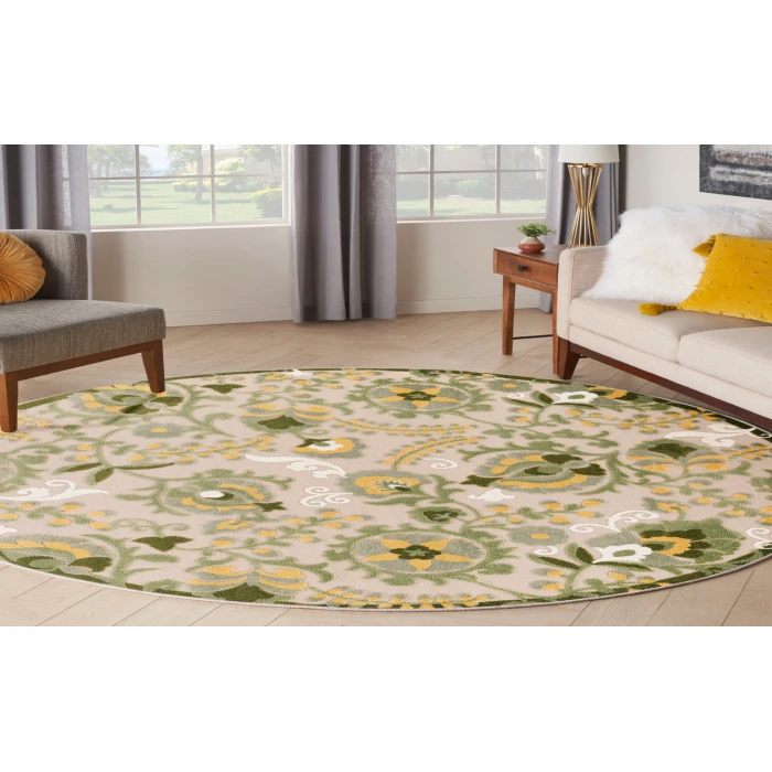 Nourison Aloha Ivory Green ALH17 5 ft. 3 in. Round Rug