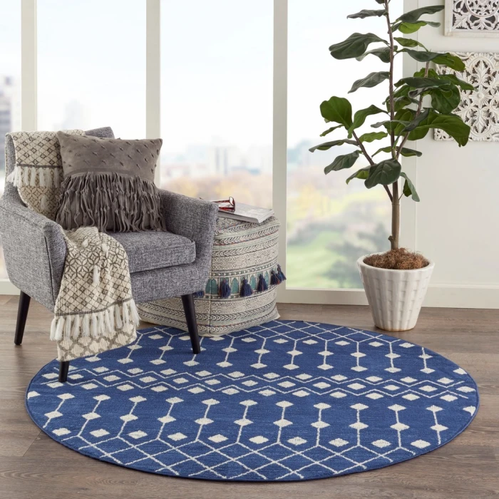 Nourison Grafix Round Area Rug GRF37-Navy
