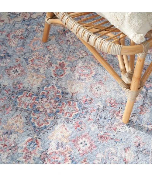 Nicole Curtis Machine Washable Series 1 Area Rug SR104 Blue/Multi 4' x 6'