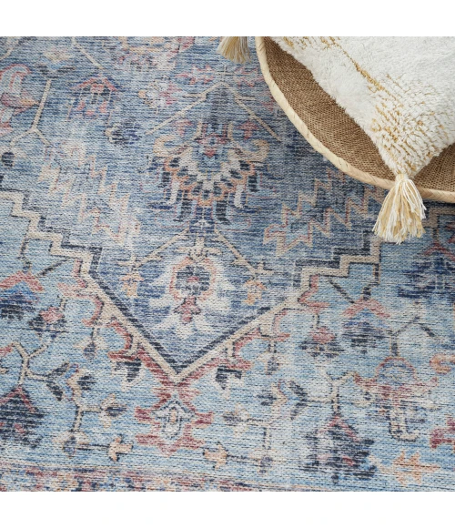 Nicole Curtis Machine Washable Series 1 Area Rug SR104 Light Grey/Blue