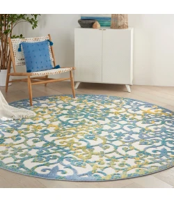 Nourison Home Aloha ALH21 Ivory Blue 7 ft. 10 in. Round Area Rug