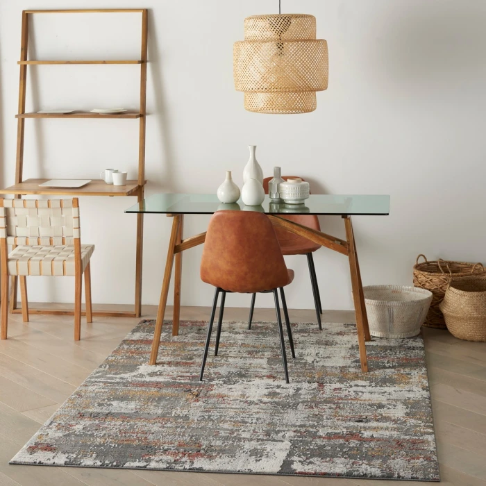 Nourison Tangra Grey/Multi TNR02 5 ft. X 7 ft. Rect. Rug