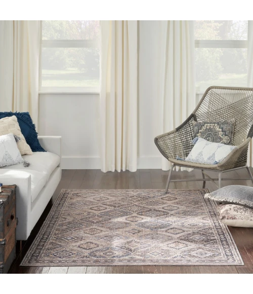 Nicole Curtis Machine Washable Series 1 Area Rug SR103 Ivory/Latte 5' x 7'