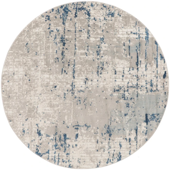 Nourison Quarry Ivory Grey Blue QUA01 10 ft. X Round Rug