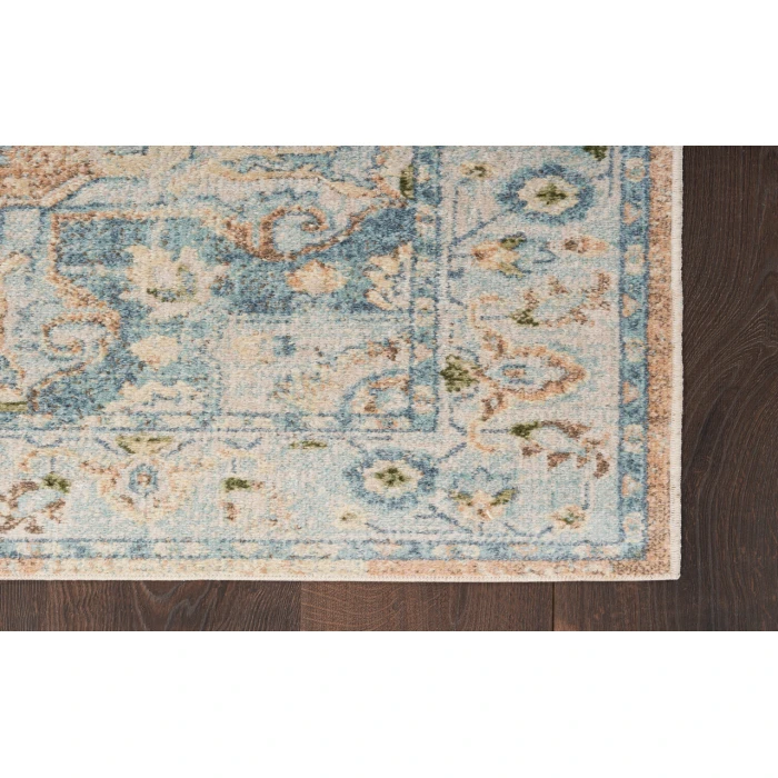 Nourison Astra Machine Washable Beige Blue ASW12 6 ft. 7 in. X 9 ft. Rectangle Rug