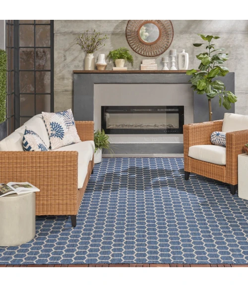 Nourison Twist Reversible Blue TWS01 9 ft. X 12 ft. Rect. Rug