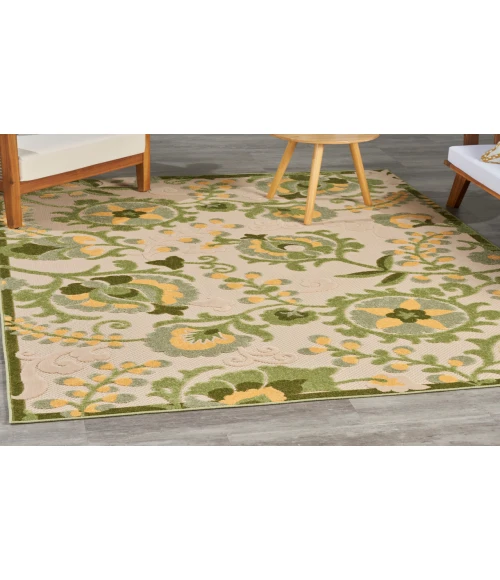Nourison Aloha Ivory Green ALH17 5 ft. 3 in. X 7 ft. 5 in. Rectangle Rug