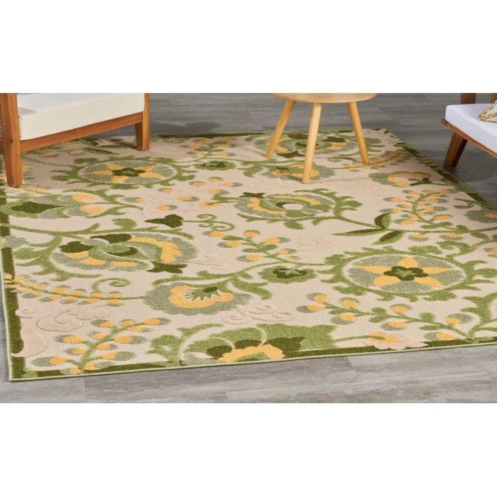 Nourison Aloha Ivory Green ALH17 5 ft. 3 in. X 7 ft. 5 in. Rectangle Rug