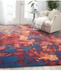Nourison Prismatic Area Rug PRS13 Blue/Flame 7'9" x 9'9"