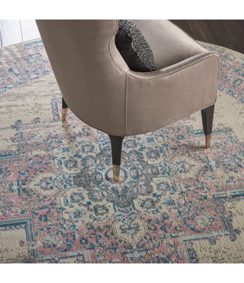 Nourison Grafix Round Area Rug GRF14-Ivory/Pink