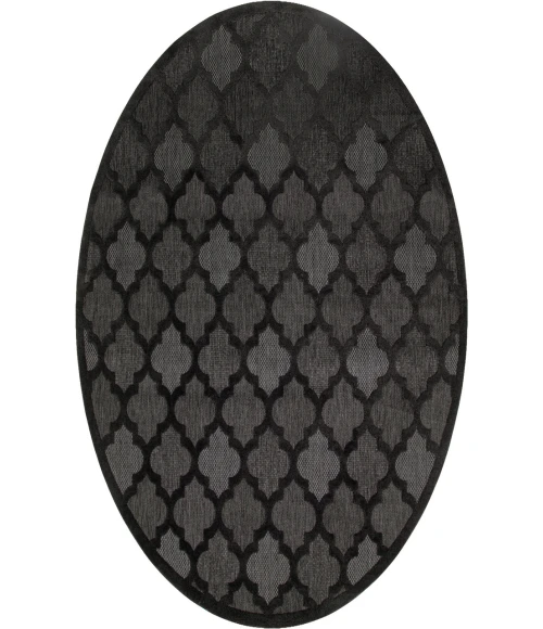 Nourison Easy Care Charcoal Black NES01 8 ft. Round Rug