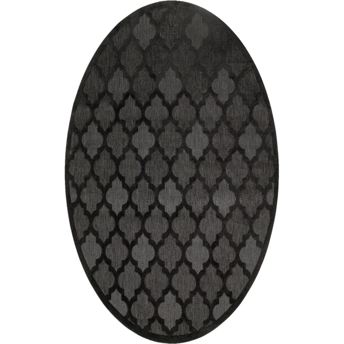 Nourison Easy Care Charcoal Black NES01 8 ft. Round Rug