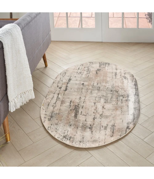 Nourison Quarry Beige Grey QUA01 3 ft. X 5 ft. Oval Rug