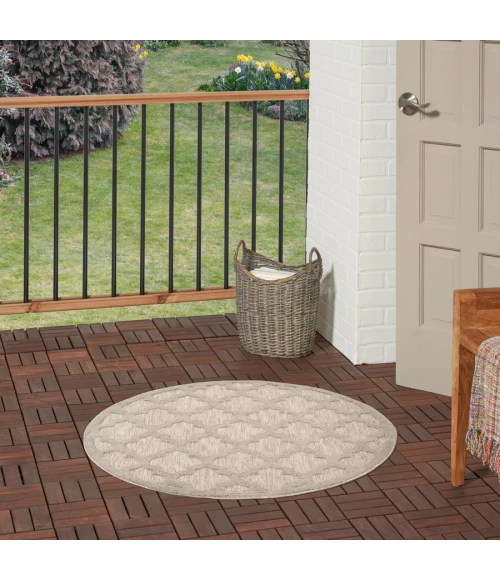 Nourison Home Easy Care Cream NES01 4 ft. Round Rug
