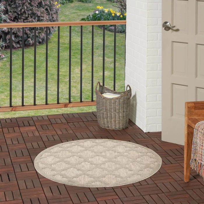 Nourison Home Easy Care Cream NES01 4 ft. Round Rug