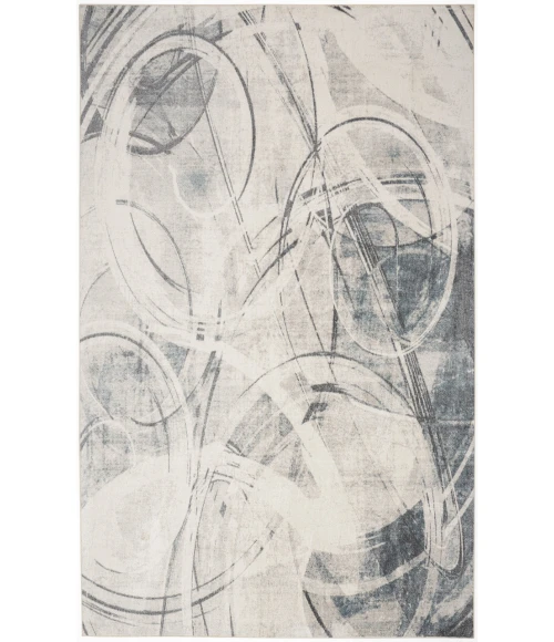 Nourison Astra Machine Washable Silver Blue ASW14 6 ft. 7 in. X 9 ft. Rectangle Rug